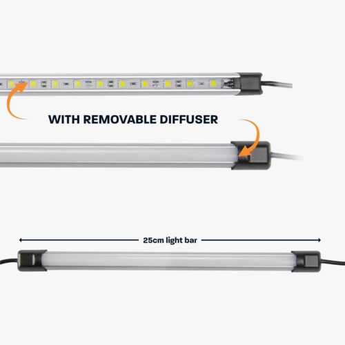 25cm White LED Camp Light Bar