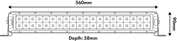 Hardkorr Lifestyle 22 Inch Light Bar Dimension Diagram