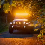 Hyperion 50 inch lightbar orange drls on mounted on jeep gladiator